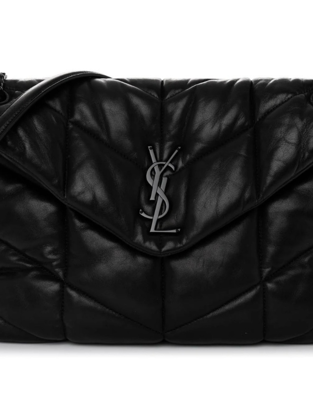YSL AUTHENTIC Lambskin Quilted Monogram Monochrome Medium Loulou Puffer black